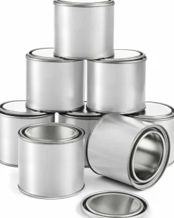 8Pcs Half Pint Metal Paint Cans with Lids, 1/2 Pint Empty Tin Buckets for Paint Storage, Crafts, Solvents, DIY Projects and Organization