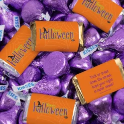 124 Pcs Halloween Candy Party Favors Hershey's Miniatures and Kisses - Purple Spirit