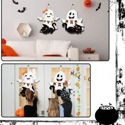 2 Pcs Halloween Ghost Witch Door Sign Boo Decor - Ghost