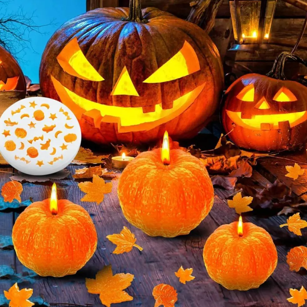 7 Pcs Halloween Pumpkin Candle Molds