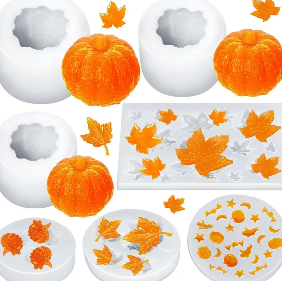 7 Pcs Halloween Pumpkin Candle Molds