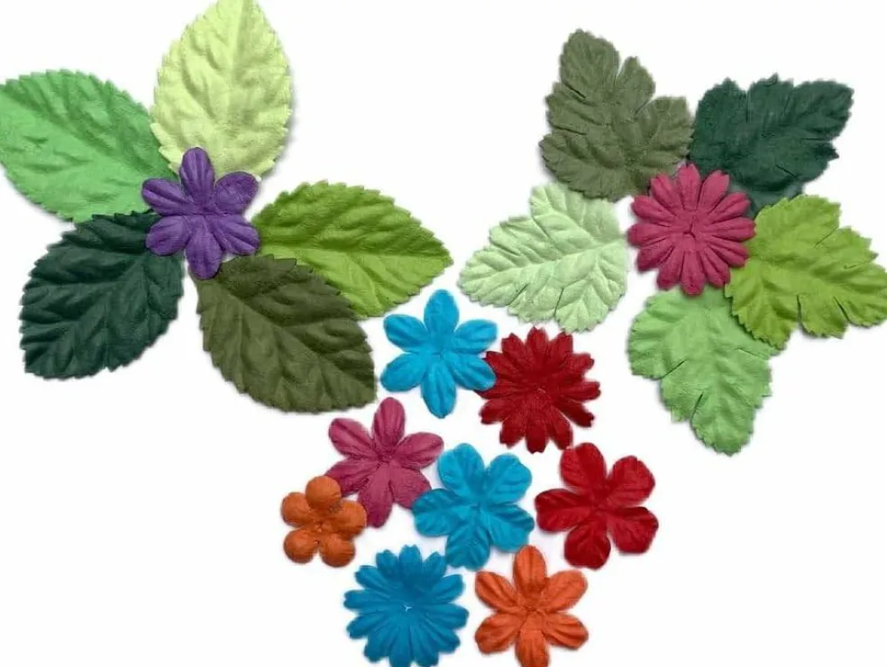 200 Pcs Handmade Mixed Mulberry Paper Flowers Petals and Leaves Wedding
