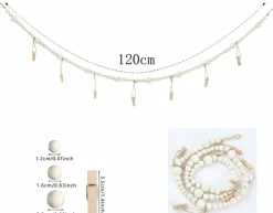 2PCS Hanging Photo Display Wall Decor, Boho Wooden Bead Garland Photo