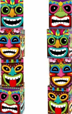 8 Pcs Hawaiian Luau Boxes Blocks Decorations