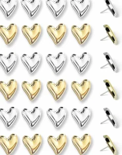 30 pcs heart decorative pins gold and silver for bulletin boards, office, or home