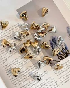 30 pcs heart decorative pins gold and silver for bulletin boards, office, or home