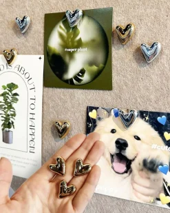 30 pcs heart decorative pins gold and silver for bulletin boards, office, or home