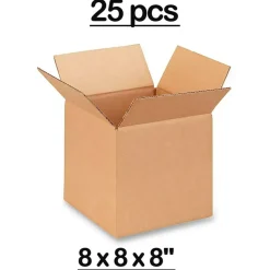 25 pcs Heavy Duty Corrugated Shipping Storage Box 8 x 8 x 8 inch