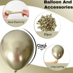 30Pcs 12Inch Champagne Gold Metallic Party Balloons Golden Helium Latex Balloon
