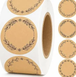 500 PCS 2 Inch Kraft Round Canning Labels, Writable Blank Sticker Labels for Mason Jars, Candle Jars, Soap Packaging, Bakery, and Homemade Products