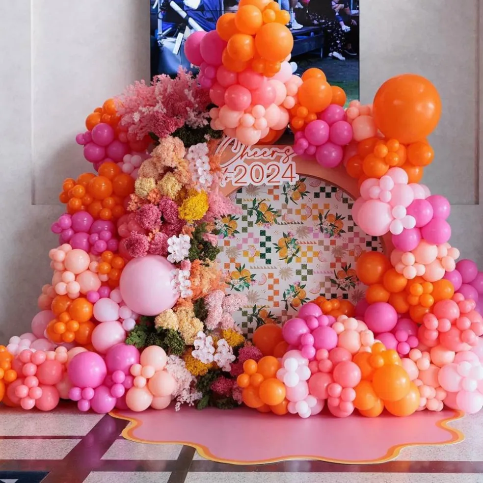 60 Pcs 12 inch Pink and Orange Latex Balloons