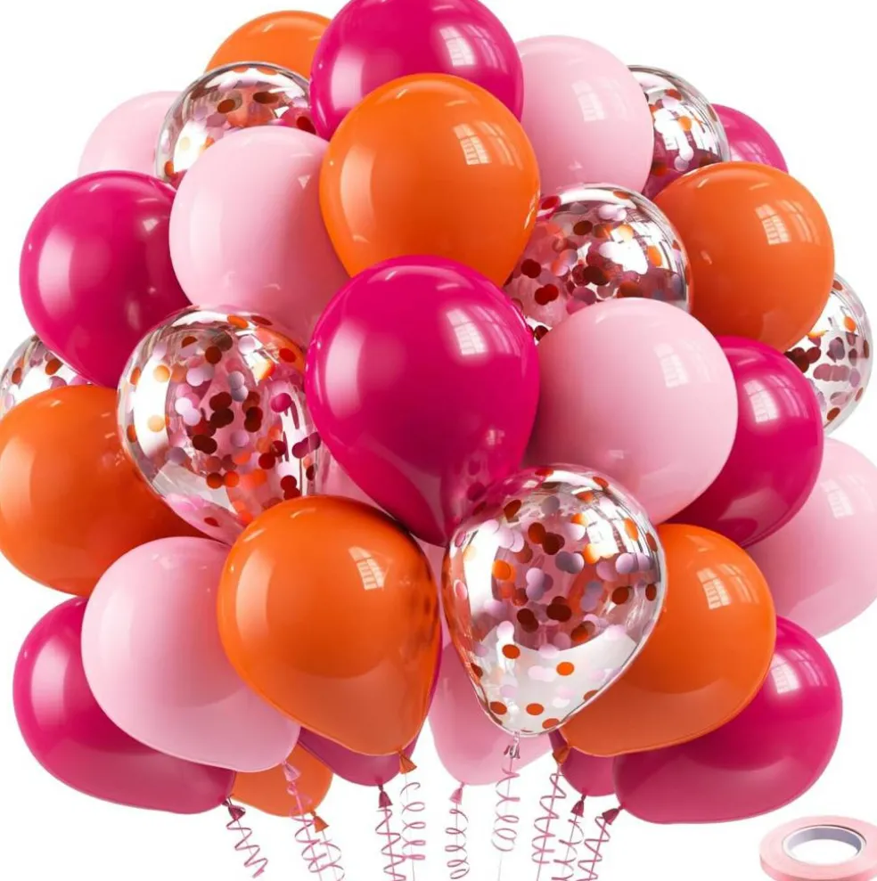 60 Pcs 12 inch Pink and Orange Latex Balloons