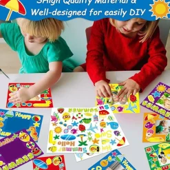 30Pcs Kids Summer Craft Kits DIY Paper Picture Frame Set with Stickers – Preschool Classroom Art Activity Supplies for First Day of School, Party Favors, Home & School Creative Crafts
