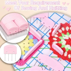 25PCS Knit Blocking Pins Kit Pink, Knit Blocking Combs for Knitting Crochet Lace Needlework Projects, Stainless Steel Knitting Block Tool for Blocking Mats