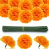 50 Pcs Marigold Flower Heads Bulk (Orange) 5"D x 5"W x 1.9"H
