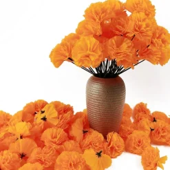 101PCS Marigold Flower Heads Bulk (Orange)