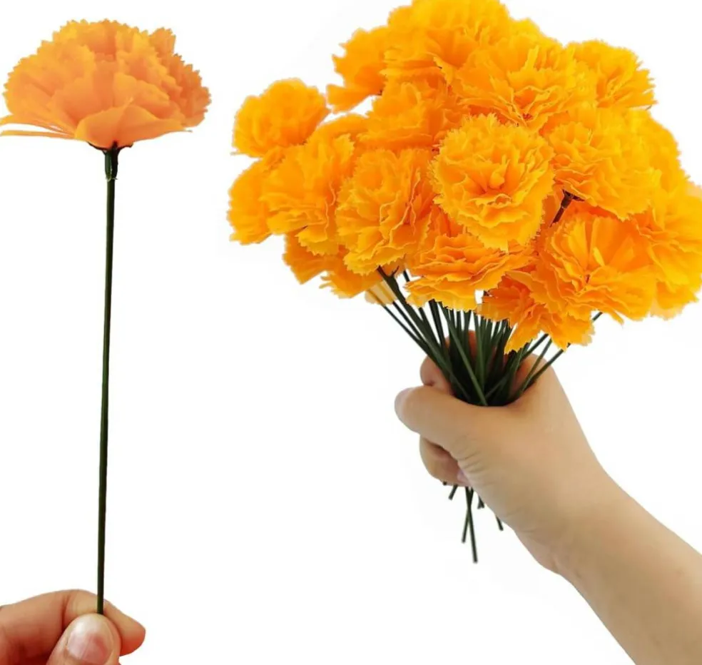101PCS Marigold Flower Heads Bulk (Orange)