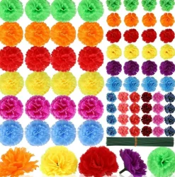 108 Pcs Marigold Flower Heads Bulk Day of The Dead (Colorful)