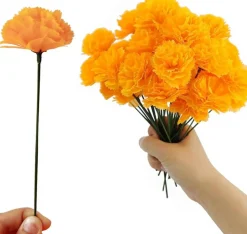 50PCS Marigold Flower Heads Bulk (Orange) 0.02"D x 0.02"W x 0.02"H