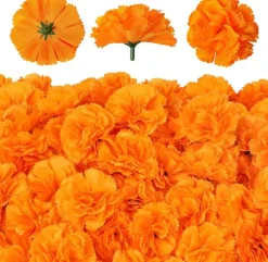 50 Pcs Marigold Flowers(Orange)2"D x 2"W x 1"H