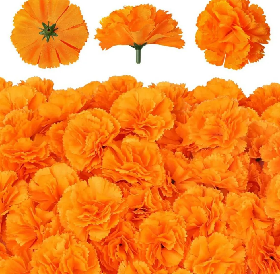 50 Pcs Marigold Flowers(Orange)2"D x 2"W x 1"H