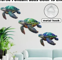 3Pcs Metal Summer Turtle Sea Wall Decor