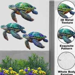 3Pcs Metal Summer Turtle Sea Wall Decor
