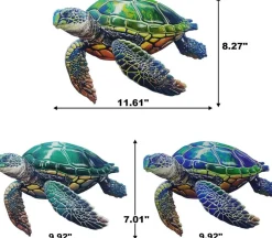3Pcs Metal Summer Turtle Sea Wall Decor