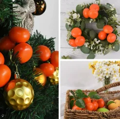 3PCS Mini Artificial Tangerine Orange Fruit Branches, Lifelike Fake Citrus Decor, Simulation Orange Stems for Kitchen Table, Party Decoration, Home Centerpiece & Photography Props