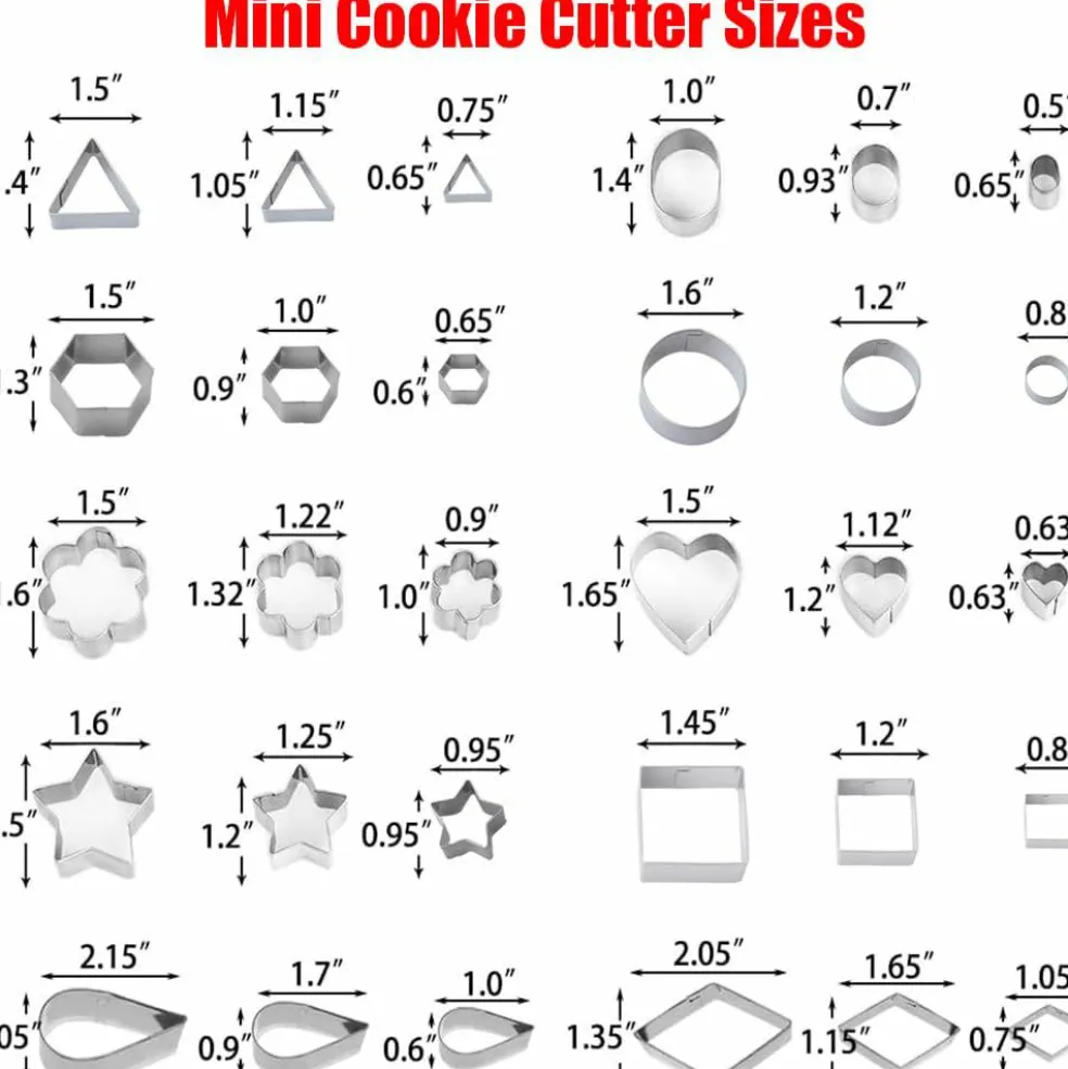 30Pcs Mini Cookie Cutter Set with Box, Small Stainless Steel Fruit Veggie Tiny Polymer Clay Cutters for Kids, Geometric Set for Biscuit Mold