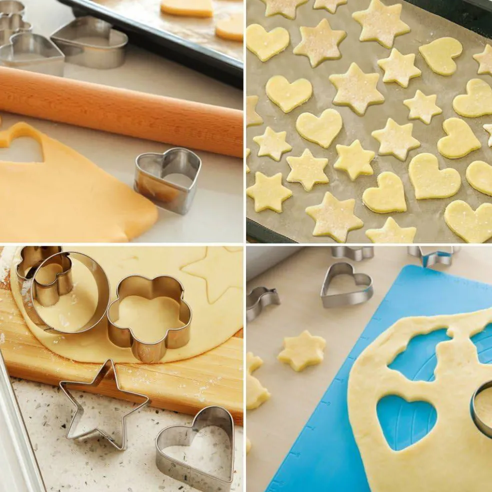 30Pcs Mini Cookie Cutter Set with Box, Small Stainless Steel Fruit Veggie Tiny Polymer Clay Cutters for Kids, Geometric Set for Biscuit Mold