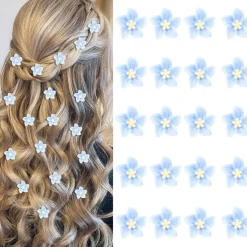20Pcs Mini Flower Hair Clips and Barrettes for Girls/Women (Blue)
