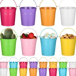 24Pcs Mini Metal Buckets 4.13 Inch, Colorful Galvanized Pails with Handles for Candy, Party Favors, Crafts, Birthday, Halloween and Christmas Decorations