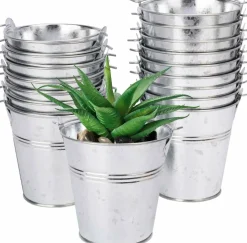 18Pcs Mini Metal Buckets 4 Inch, Elegant Galvanized Pails with Handles for Party Favors, Crafts, Garden Planters, Centerpieces and Home Decor