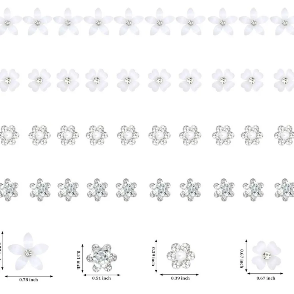 40 Pcs Mini White Rhinestone Flower Hair Clips (White)