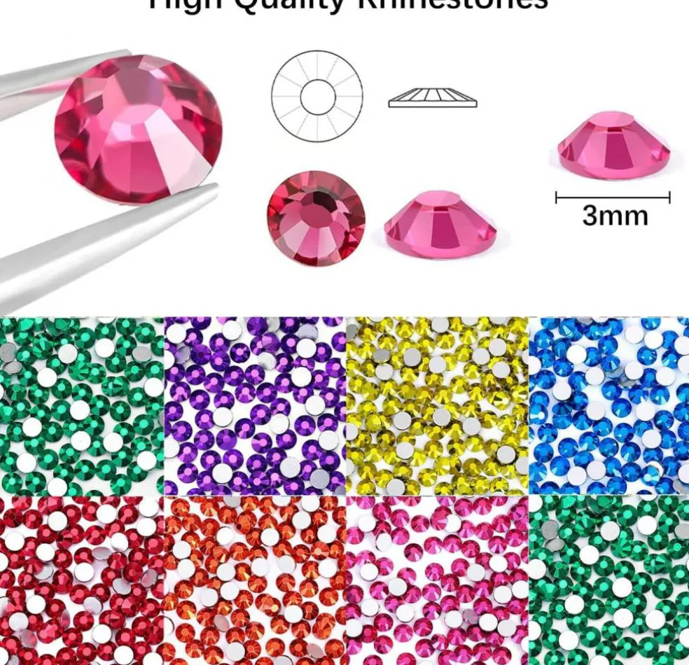 48000Pcs 3mm Flatback Rhinestones Gems - 48 Color