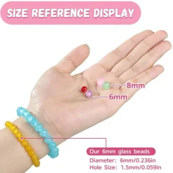 1368pcs 6mm Glass Beads for Bracelets, 34 Colors Crystal Beads for Jewelry Making, Funtopia Round Glass Beads for DIY Earrings Necklace Crafts with Spacer Beads and Charms, Solid and Gradient Colors