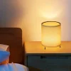 2pcs Night Light Cylinder Small Dimmable Nightstand Light Linen Color