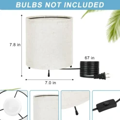2pcs Night Light Cylinder Small Dimmable Nightstand Light Linen Color