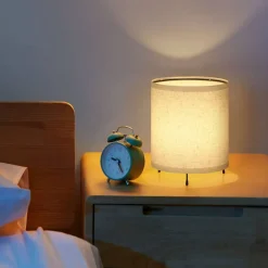 2PCS Night Light Dimmable Nightstand Lamp Linen Plug-In