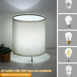 2PCS Night Light Dimmable Nightstand Lamp Linen Plug-In