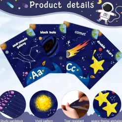 56 Pcs Outer Space Alphabet Number Bulletin Board (Silver Or White)