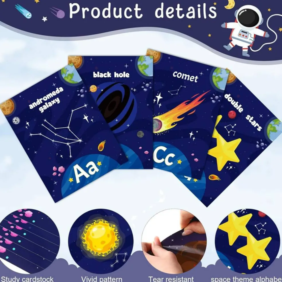 56 Pcs Outer Space Alphabet Number Bulletin Board (Silver Or White)