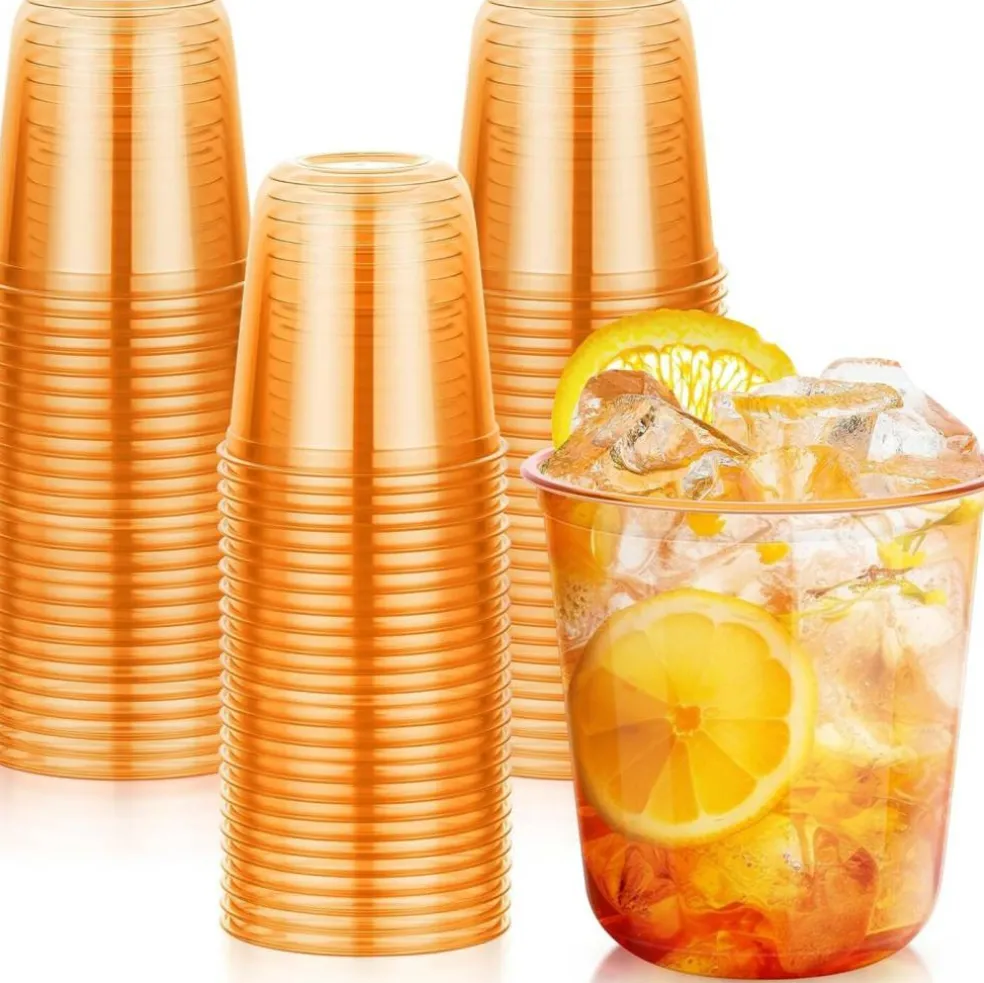 50 PCS 12 oz Clear Plastic Stemless Wine Cups – Disposable Round Bottom Cocktail Cups for Parties & Events