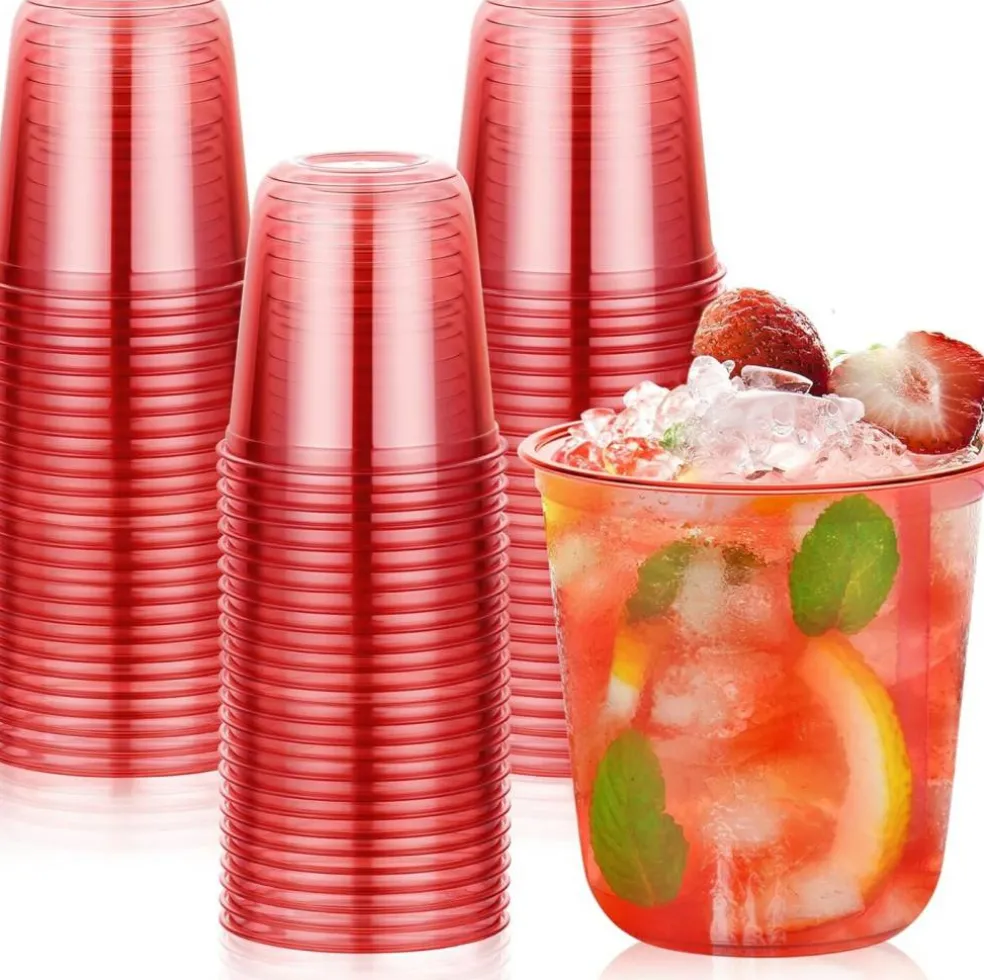 50 PCS 12 oz Clear Plastic Stemless Wine Cups – Disposable Round Bottom Cocktail Cups for Parties & Events
