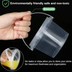 50Pcs 10 Oz Slime Containers with Lids and Handles, 300ml Clear Plastic Storage Buckets for Slime, Crafts, Beads, Jewelry, Small Items and Organization