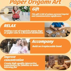 100PCS Paper Cats Origami, Paper Cats, Origami Cats DIY Origami Paper Craft Kit with 50 Sheets to Fold Cute Cat and Dog Figures, Perfect for Desk Decoration, Home Ornament, and Gift for Animal Lovers