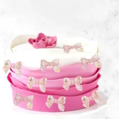 24PCS Pink Bow Cake Toppers – Cupcake Picks for Baby Shower, Birthday & Wedding