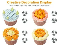 42 pcs Piping Bags and Tips Set, Cake Decorating Supplies Kits for Baking with 36 Numbered Frosting Icing Tips, 2 Reusable Pastry Bags, Easy Carry Storage Box and Other Baking Tools