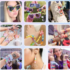 2400pcs Pony Beads 72 Colors 9mm Friendship Bracelets Making Kit, Rainbow Kandi Beads Bulk Letter Beads for Name Bracelets Jewelry Making Crafts with Elastic String